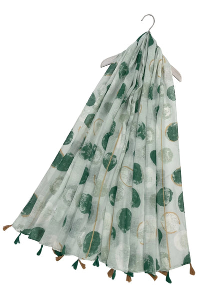 Large Polka Dot Faded Tassel Scarf