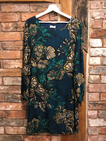 Teal floral print dress