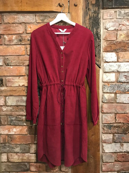 Berry corduroy shirt dress