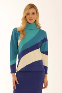Pomodoro Diagonal Colour Block Jumper
