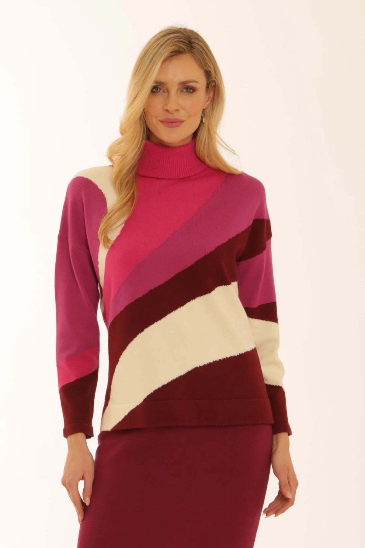Pomodoro Diagonal Colour Block Jumper