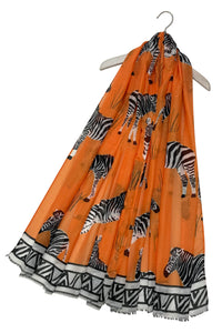 African Zebra Print Frayed Scarf