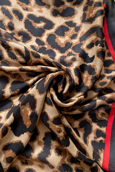Leopard Silk Scarf With Border
