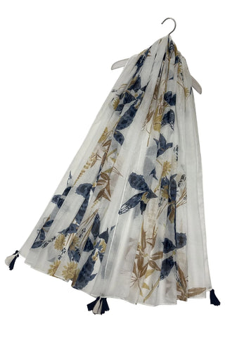 Scilla Flower Print Scarf with Tassels