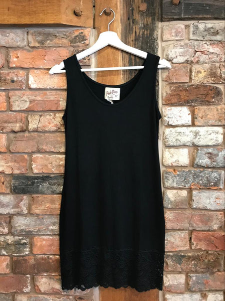 Long black vest with lace for layering