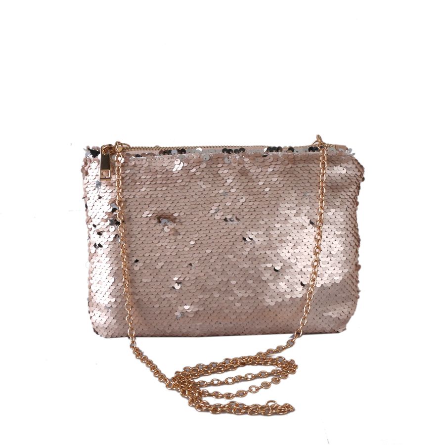 Red Cuckoo Champagne Sequin Clutch